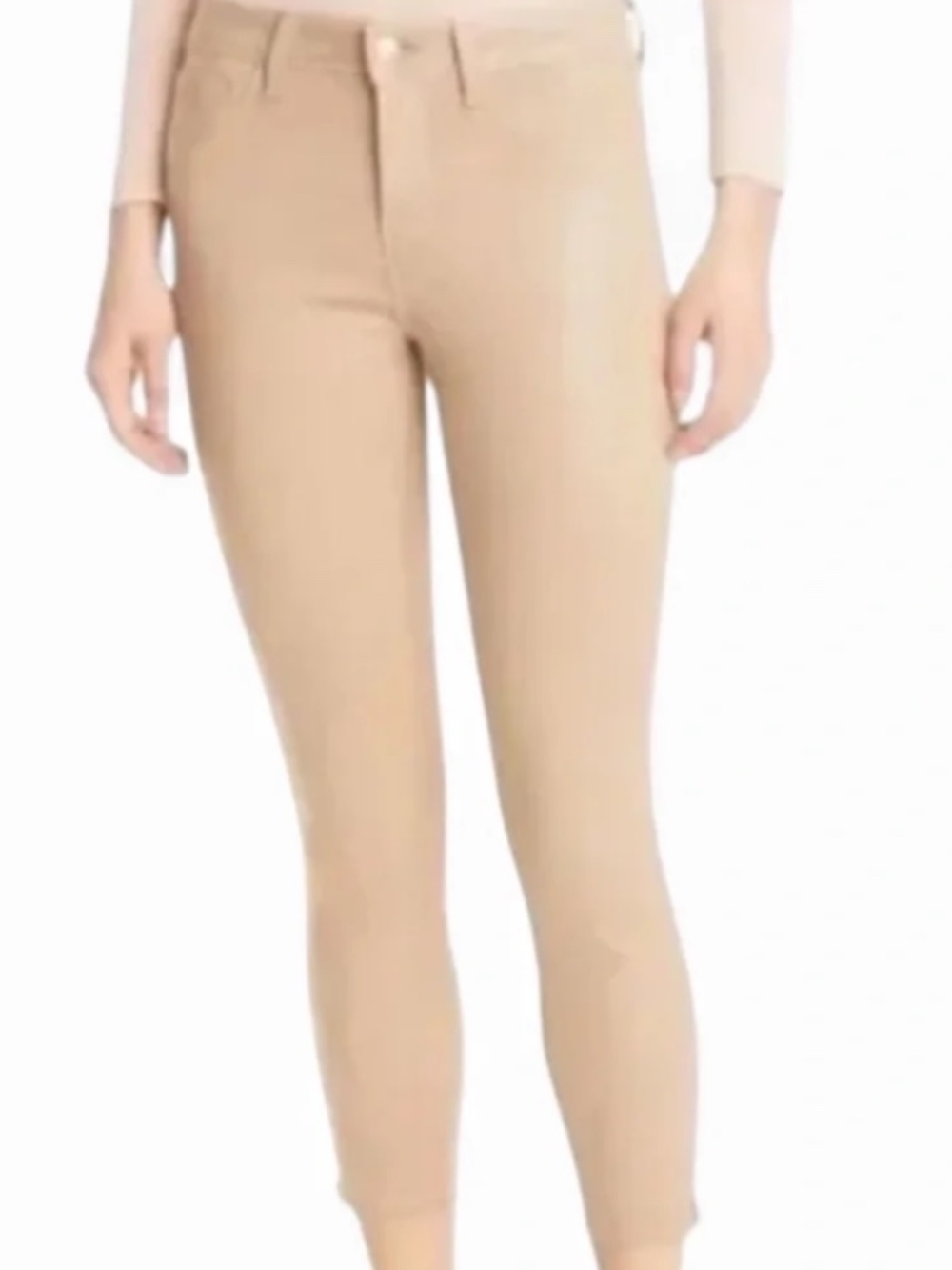 L'AGENCE Sabine High Rise Skinny Crop Zip Cuff Jeans Cappuccino Size 25
